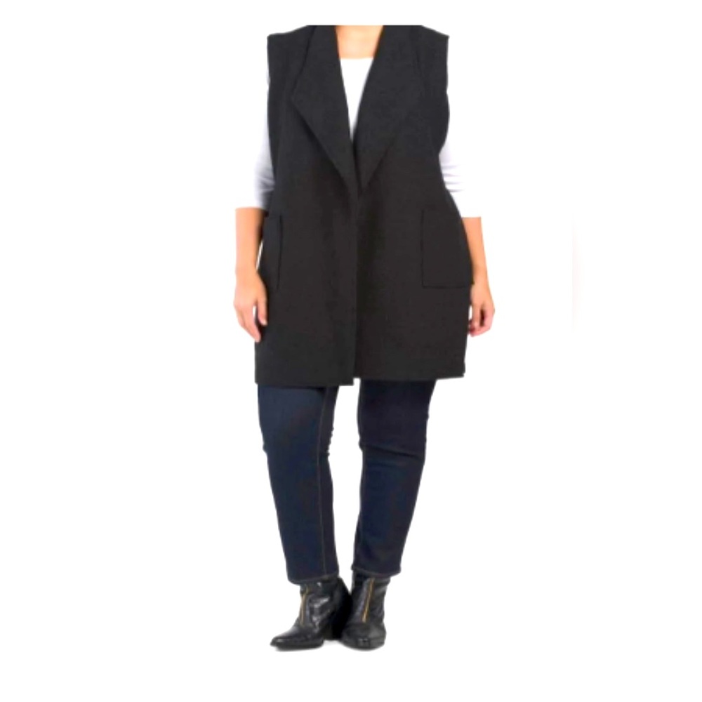 Tahari Wool Blend Duster Sweater Vest Size: Medium
